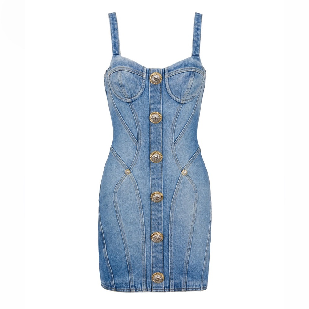 Balmain
button-embellished denim minidress